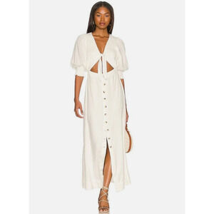 NWT Free People String of Hearts Cut Out Shirred Maxi Dress Women's White Size S